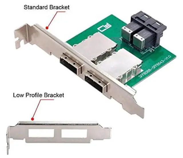 Alt view image 2 of 5 - xiwai Dual Ports Mini SAS SFF-8088 to Internal SAS HD SFF-8643 PCBA Female Adapter with Low Profile Bracket