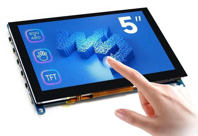 Main image of waveshare 5inch Capacitive Touch Screen LCD Compatible with Raspberry Pi 5/4B/3B+/3A+/2B/B+/A+/Zero/Zero W/WH/Zero 2W CM3+/4 Series Boards 800x480 Resolution HDMI Supports Windows 11/10 / 8.1/8 / 7