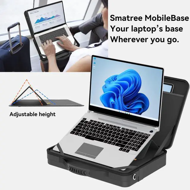 Alt view image 3 of 5 - Smatree MobileBase Laptop Shoulder Case with Stand for 15-16 inch HP Victus 15z/16t/16, OMEN 16z/16t/16, HP Laptop 15z/15, Spectre x360 2-in-1 16, Pavilion 15/x360/Plus, Envy x360 15/2 in 1 16 (A485S)