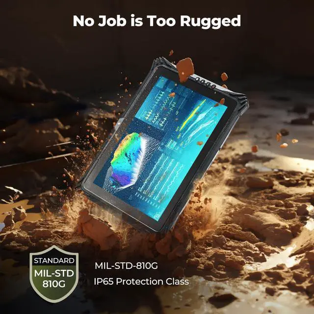 Alt view image 4 of 5 - MUNBYN Rugged Windows Tablet IRT09, 12.2" Windows 11 Pro, Intel N5105, 16GB+128GB Replaceable SSD, 4G LTE, Double Batteries & Hot Swap, Heavy Duty Tablet for Construction Worker, 2Y Protection