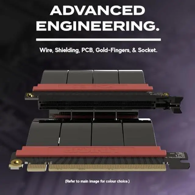 Alt view image 3 of 5 - LINKUP - AVA5 PCIE 5.0 Riser Cable [50cm] RTX5090 RX9070 GPU Ready | x16 128GB/s Speed | Compatible with PCIe 4.0 & WRX80/WRX90E | Straight, Black