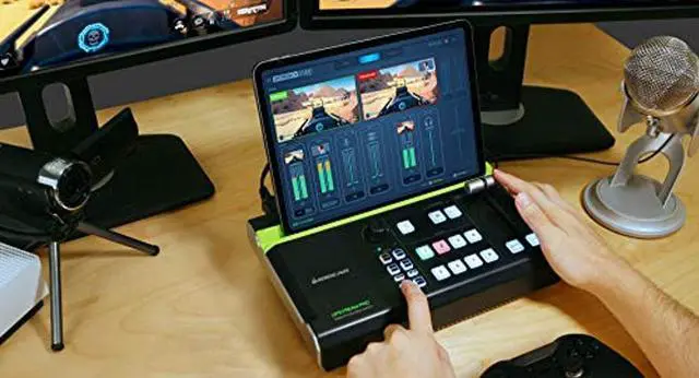 Alt view image 4 of 5 - IOGEAR Upstream Pro Video Production Switch (TAA) 1080p @30/4K Portable/Mobile Video Production Switch 3xHDMI Inputs Stream Ready No PC Required Streaming Video Capture, Audio Mixer iPad app Enabled