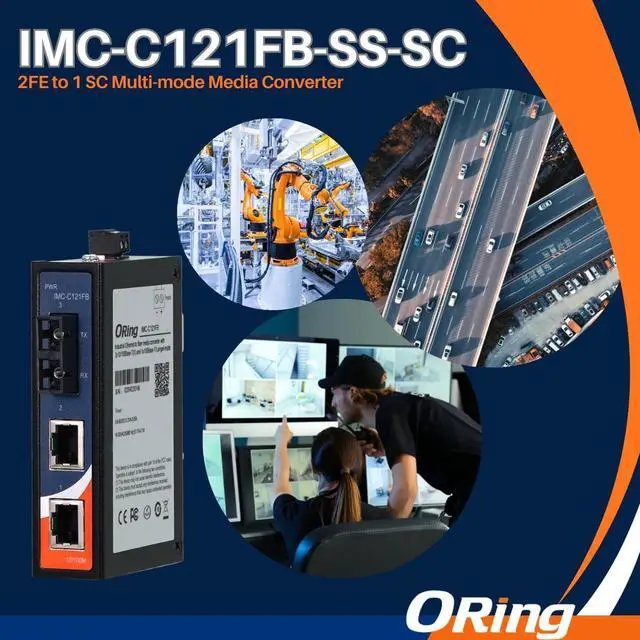 Alt view image 3 of 4 - IMC-C121FB-SS-SC Industrial Media Converter, 2-Ports 10/100Base-T(X) to 100Base-FX Single-Mode, 30km/1310nm, SC Connector, up to 30km, ORing Industrial Networking