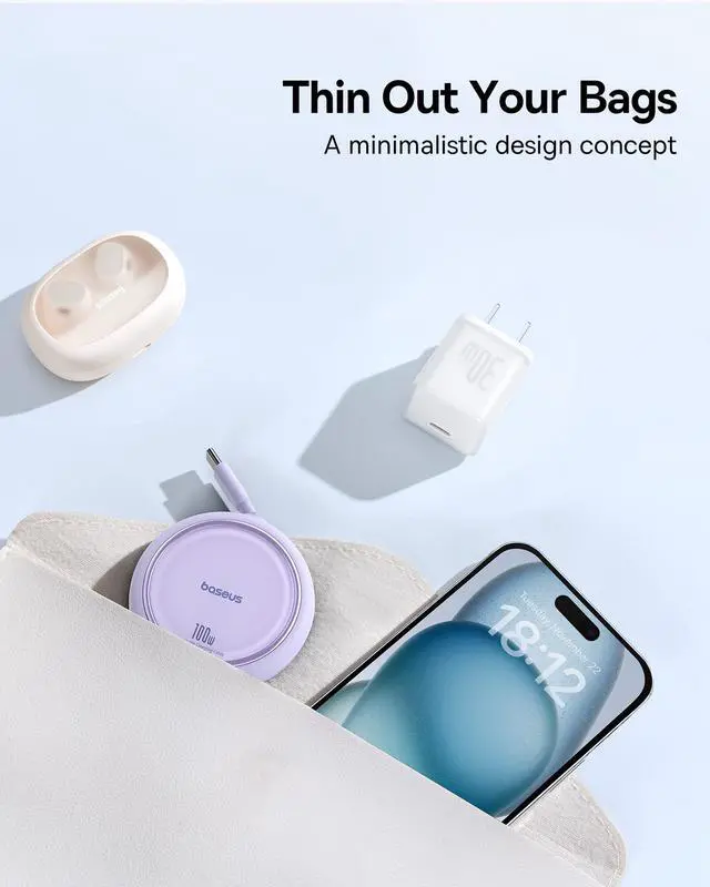 Alt view image 4 of 5 - Baseus USB C Cable, Mini 100W Retractable USB C to USB C PD 5A Fast Charging Cable, 4-Stage Length Preset USB Type C Charger Cable for iPhone 15/Pro/Plus/Pro Max, MacBook, iPad Pro, Samsung S23/S22+