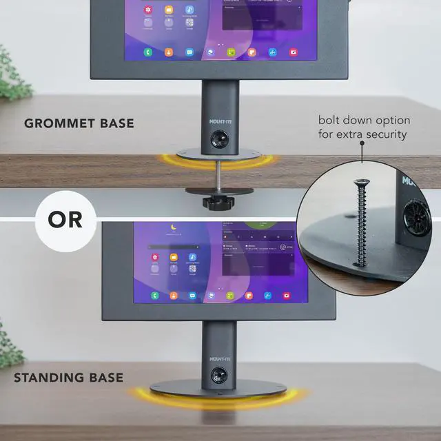 Alt view image 3 of 5 - Mount-It! Lockable Tablet Countertop Stand for Samsung Tab A9+, S9, S9 FE, S8, A8 - Anti-Theft POS Stand, Fully Enclosed Security Case, Freestanding or Bolt-Down, Rotating & Tilting Display, Steel