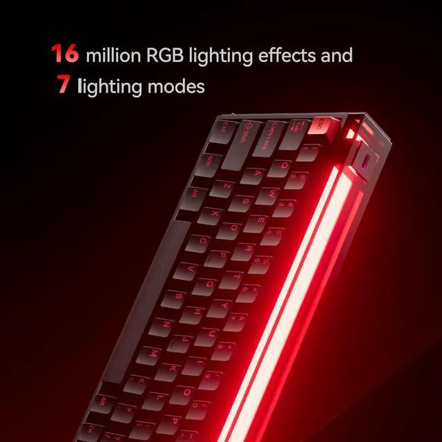 Alt view image 2 of 5 - MelGeek MADE68 Ultra Wired Keyboard, Hall Effect Magnetic Switch Gaming Keyboard, 65% Compact Rapid Trigger, Hot-Swappable, RGB Snap Tap & Adjustable Actuation, Online HIVE Custom, Aluminum Case-Red