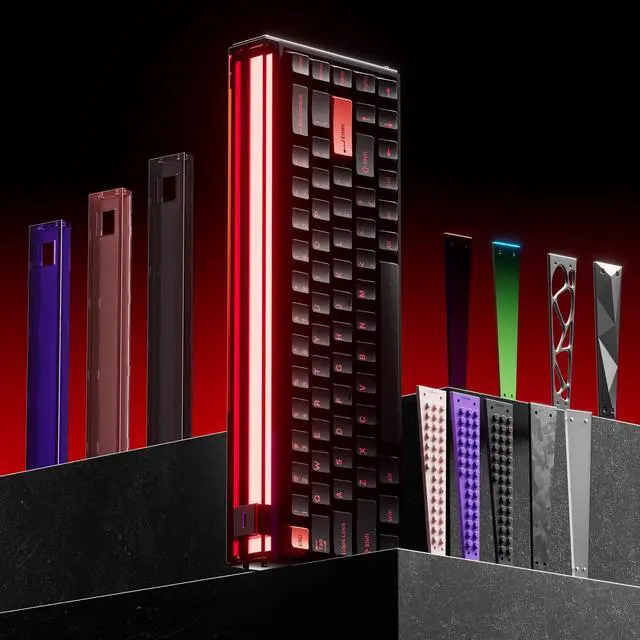 Alt view image 4 of 5 - MelGeek MADE68 Ultra Wired Keyboard, Hall Effect Magnetic Switch Gaming Keyboard, 65% Compact Rapid Trigger, Hot-Swappable, RGB Snap Tap & Adjustable Actuation, Online HIVE Custom, Aluminum Case-Red