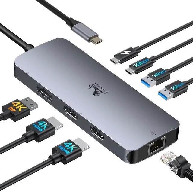 Main image of USB C Docking Station for Laptop Windows/MacOS Couple, Multiple Monitor Docking Station USB C Hub