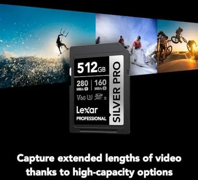 Alt view image 3 of 5 - Lexar 512GB Professional SILVER PRO SD Card, UHS-II, C10, U3, V60, Full HD, 4K, Up To 280MB/s Read SDXC Memory Card, for Professional Photographer, Videographer, Enthusiast (LSDSIPR512G-BNNNU)