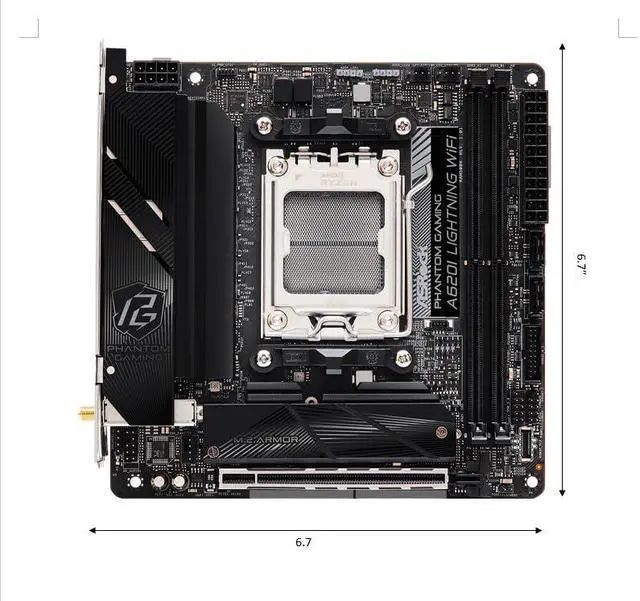 Alt view image 2 of 5 - ASRock A620I Lightning WiFi Mini-ITX AM5 Motherboard Supports AMD Ryzen 9000 8000 7000 Series, DDR5 7200+ OC, PCIe 4.0 x16, WiFi 6E, 2.5G LAN, Dual M.2 Gen4 & Gen3, USB 3.2 Gen2 Type-C, HDMI
