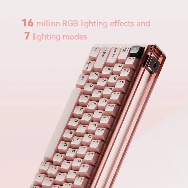 Alt view image 3 of 5 - MelGeek MADE68 Pro Wired Keyboard, Hall Effect Magnetic Switch Gaming Keyboard, 65% Compact Rapid Trigger, Hot-Swappable, RGB Snap Tap & Adjustable Actuation, Online HIVE Custom (Pink)