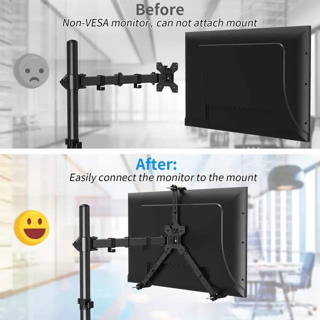 Alt view image 5 of 5 - MOUNTUP Single Monitor Stand Bundle with Non-VESA Adapter for 19-32 Inch Computer Screens, Holds Max 17.6lbs, Compatible with 75x75mm/100x100mm VESA Bracket