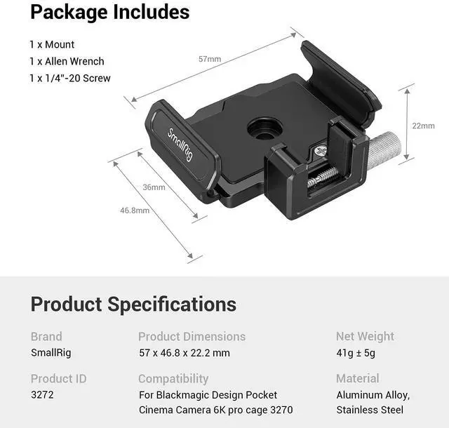 Alt view image 3 of 5 - SMALLRIG Bundle SSD Mount Bracket SSD Holder Hawklock Quick Release Plate