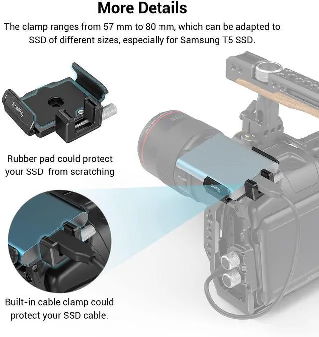 Alt view image 5 of 5 - SMALLRIG Bundle SSD Mount Bracket SSD Holder Hawklock Quick Release Plate