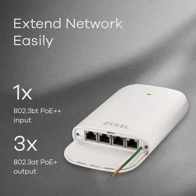Alt view image 4 of 5 - Zyxel 4-Port Gigabit PoE Extender | IEEE802.3af/at/bt Standard | 1-Port 60W in 3-Port 30W Out | Indoor & Outdoor | Nebula Cloud [PoE12-3PD]