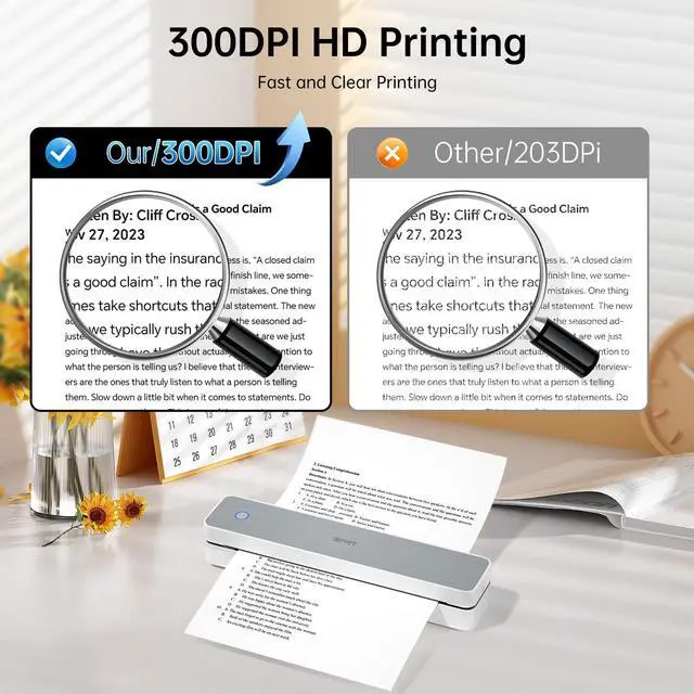 Alt view image 5 of 5 - iDPRT Portable Thermal Printers Small Compact Inkless Wireless Printer for Home, Office & Vehicles, 300DPI, Support 8.5" x 11" Length US Letter A4&A5 Size, for Smartphone, PC, Black White Printing