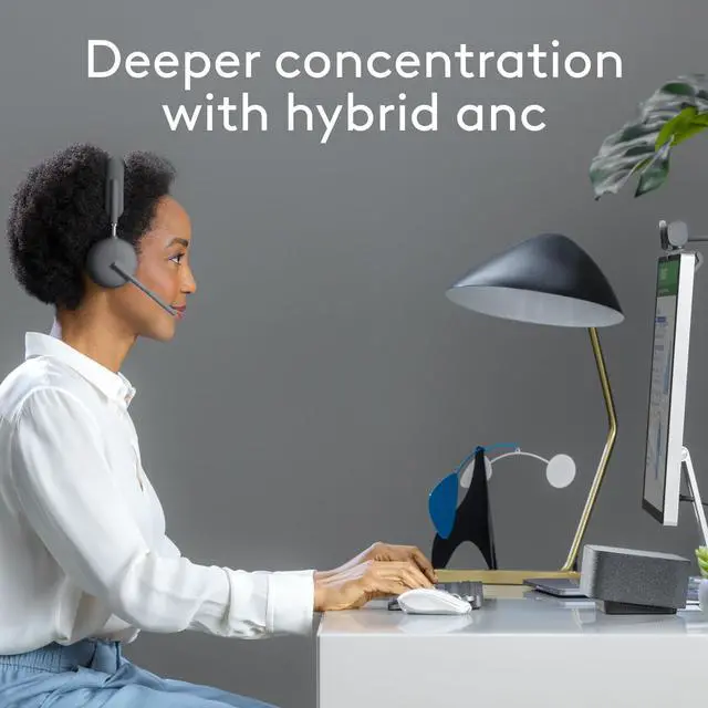 Alt view image 5 of 5 - Logitech Zone Wireless 2 Premium Noise Canceling Headset with Hybrid ANC, Certified for Microsoft Teams Over Native Bluetooth and Fast Pair, Engineered for Intel Evo laptops, Graphite
