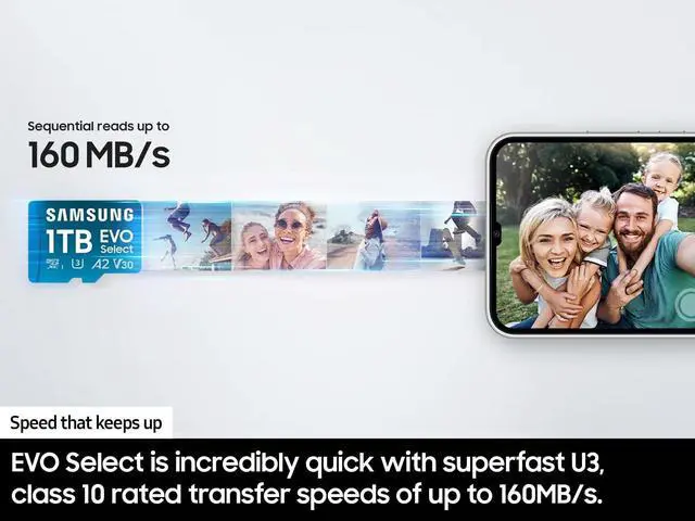Alt view image 4 of 5 - SAMSUNG EVO Select microSDMemory Card + Adapter, 512GB microSDXC, Up-to 160 MB/s, 4K UHD, UHS-I, C10, U3, V30, A2, for Mobile Phone, Smartphones, Nintendo-Switch, and Tablets (MB-ME512SA/AM)