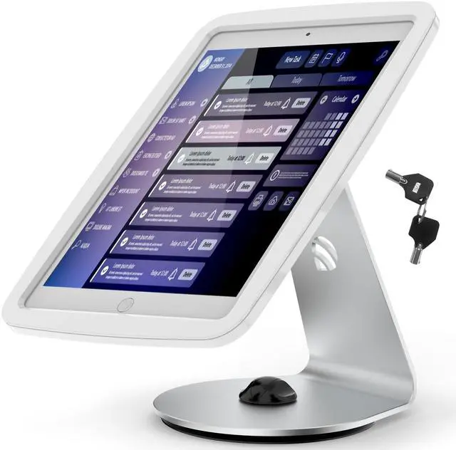 Main image of Beelta Tablet Kiosk Stand for Desk with Lock - Rotatable Swivel Compatible with 10.2" iPad 7th 8th 9th Gen - BSC109WT