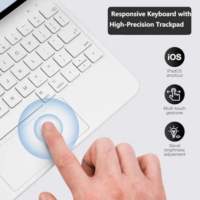 Alt view image 4 of 5 - QUARK Keyboard Case for iPad Air 13 inch (M3 2025 / M2 2024) and iPad Pro 12.9 inch (6th/5th//4th/3rd Gen), Magic Keyboard Case with Multi-Touch Trackpad, Backlit, White