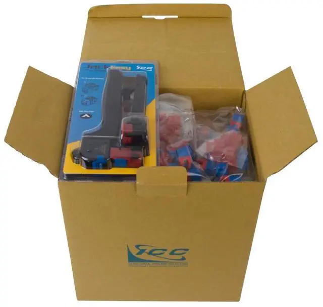 Main image of ICC CAT6 Keystone Jack with Slim Profile 180 Degree Punch Down, RJ45 UL Listed PoE++ TAA Compliant for Wall Plate or Patch Panel, Includes JackEasy Termination Tool, Blue 400 Pack