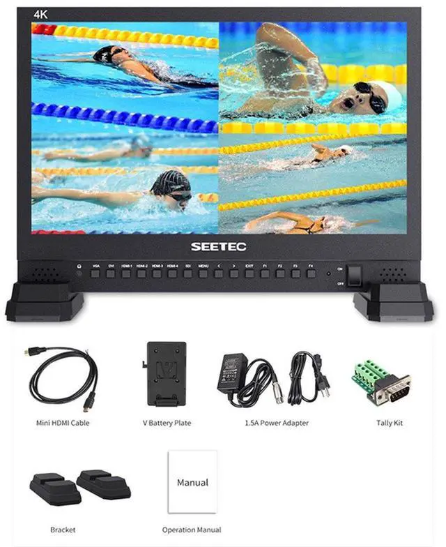 Main image of FEELWORLD 15.6 inch 4K Broadcast Director Monitor with IPS UHD 3840x2160 4x4K HDMI Quad Split Display 3G SDI VGA DVI for Professional Live Event Post Production Director Film Camera Field 4K156-9HSD