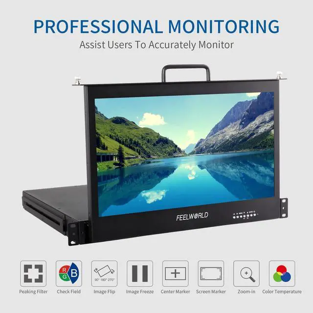 Alt view image 3 of 5 - FEELWORLD 17.3 Inch 1RU Pull Out Rack Mount Monitor HDMI Camera Video Monitor Full HD 1920x1080 Broadcast LCD Monitor SC173-HD-56