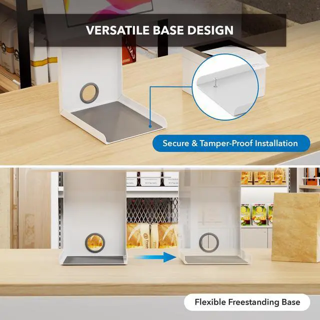 Alt view image 4 of 5 - Mount-It! Anti-Theft Tablet Kiosk with Printer Stand, Locking Countertop Tablet Enclosure with Freestanding Base, Universal Enclosure Compatible with iPads Gen 9 and 10, iPad Pro, iPad Air, White