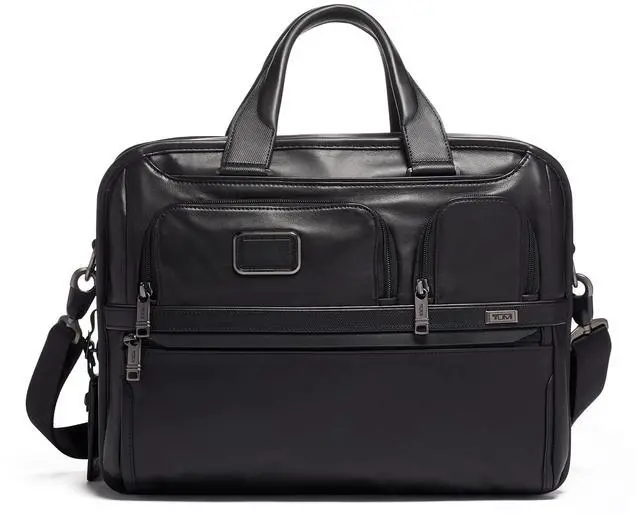 Main image of TUMI Alpha Expandable Organizer Laptop Briefcase - 15-Inch Laptop Briefcase Organizer for Men & Women - Travel Laptop Bag - Black Leather