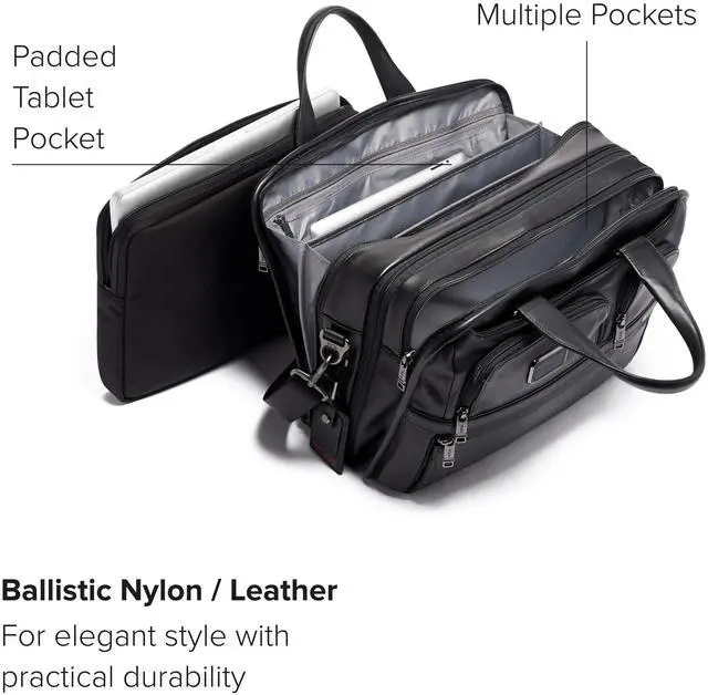 Alt view image 3 of 5 - TUMI Alpha Expandable Organizer Laptop Briefcase - 15-Inch Laptop Briefcase Organizer for Men & Women - Travel Laptop Bag - Black Leather