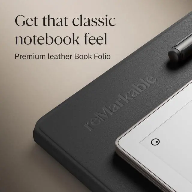 Alt view image 5 of 5 - reMarkable Paper Pro Bundle - Premium Leather | Includes 11.8" reMarkable Paper Tablet, Marker Plus Pen with Eraser, and a Book Folio Cover in Black Leather