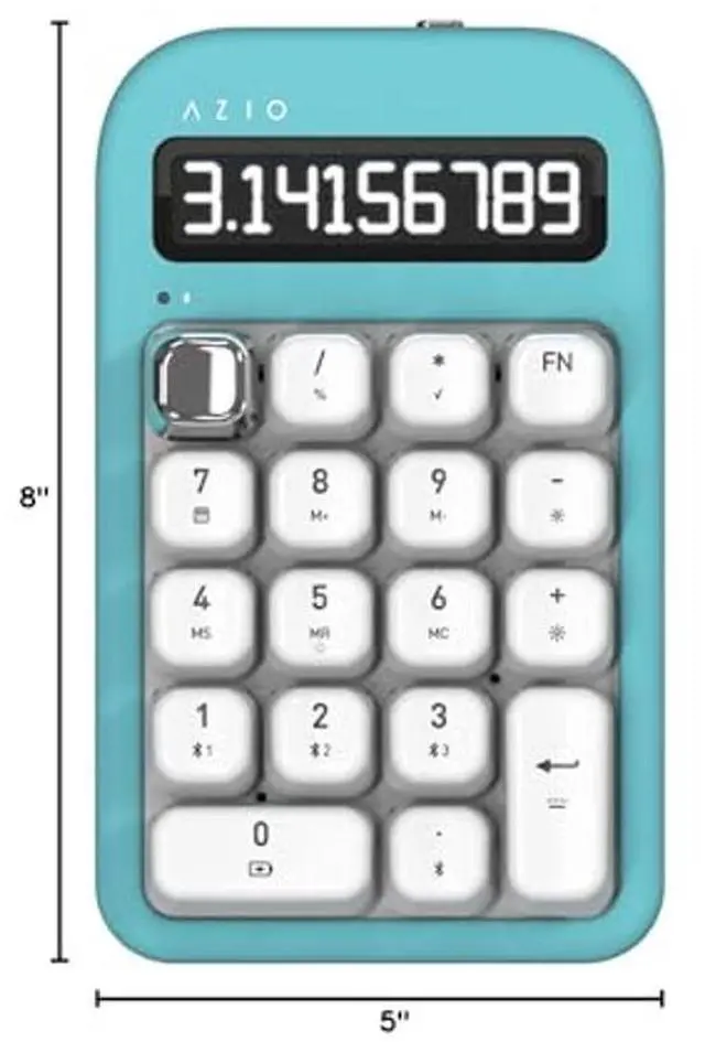 Alt view image 2 of 2 - Azio IZO Wireless BT5 NumPad/Calculator, Pre-Lubed Red Switch, Mint Daisy (IN409), Small