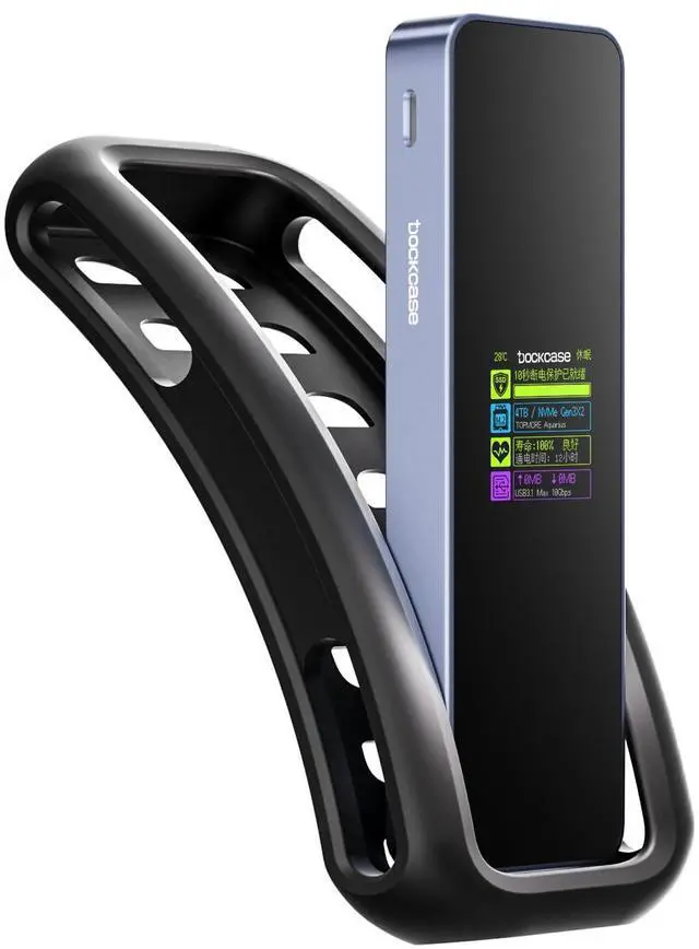 Main image of Visual Smart NVMe SSD Enclosure (with Black Silicone Case), Supports 10s PLP, USB 3.2 Gen 2 Type-C, Compatible with NVMe PCIe, 2230/2242/2260/2280, Supports M-Key and B+M Key, UASP