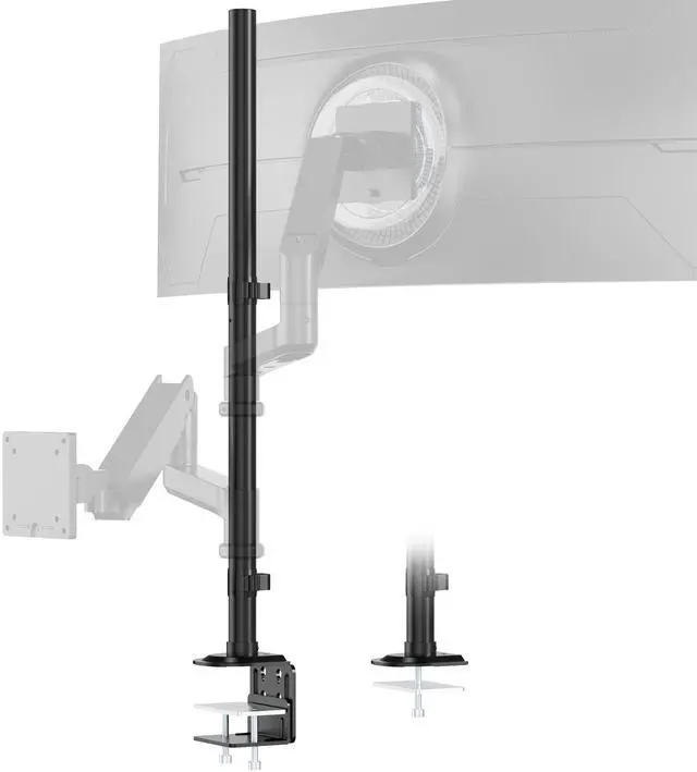 Main image of Steel Extra Tall 32 Inch 2-Section Monitor Stand Pole - with Mounting Base, Heavy Duty Center Pole (Supports Up to Max. 88 lbs), 2 Mounting Options, Black