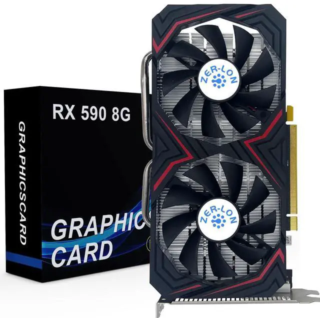 Main image of ZER-LON Radeon RX 590 8GB GME Graphics Card, 2304SP GDDR5 256 Bit PCIE 3.0X16 Computer Gaming Gpu, Dual Freeze Fans Video Card with HDMI/DP/DVI Ports Support 8K