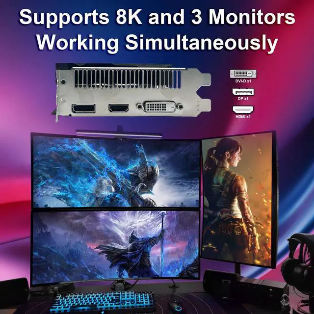 Alt view image 4 of 5 - ZER-LON Radeon RX 590 8GB GME Graphics Card, 2304SP GDDR5 256 Bit PCIE 3.0X16 Computer Gaming Gpu, Dual Freeze Fans Video Card with HDMI/DP/DVI Ports Support 8K