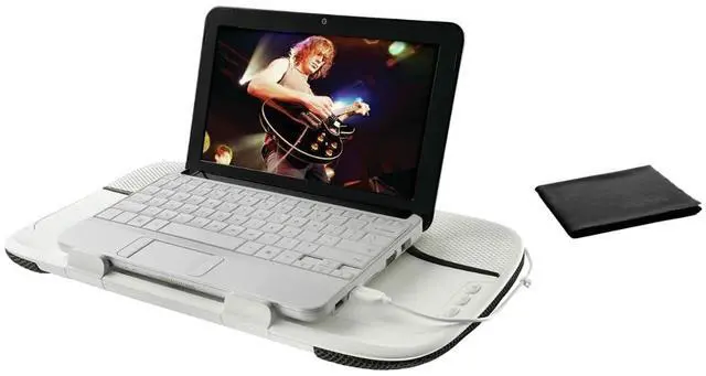 Main image of Logitech Speaker Lapdesk N550 with Integrated Stereo Speakers, USB-Powered, 14" Laptop Compatibility, Heat Shielding, Adjustable Viewing Angle, Plug-and-Play USB, Air-Mesh Fabric, W/Cleaning Cloth