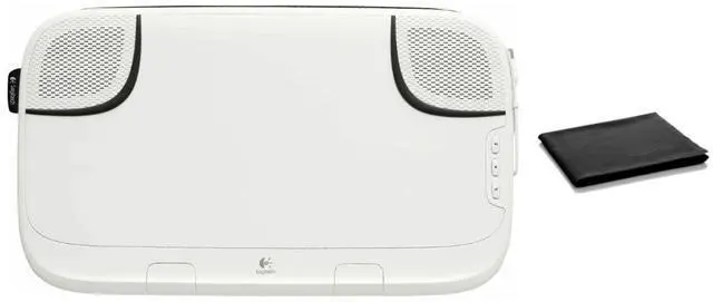 Alt view image 2 of 5 - Logitech Speaker Lapdesk N550 with Integrated Stereo Speakers, USB-Powered, 14" Laptop Compatibility, Heat Shielding, Adjustable Viewing Angle, Plug-and-Play USB, Air-Mesh Fabric, W/Cleaning Cloth