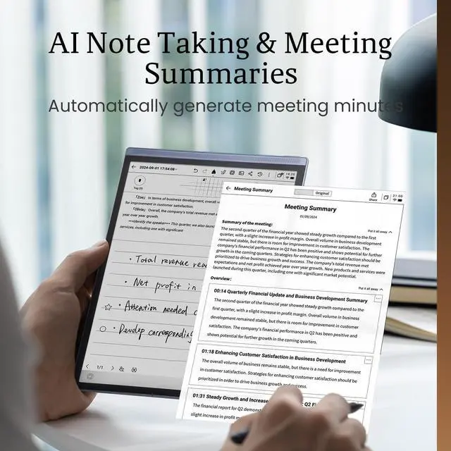 Alt view image 2 of 5 - iflytek AINOTE Air 2 Bundle,Note Taking Tablet, 8.2" E Ink Tablet,Digital Notepad,Digital Notebook with Pen & Folio Case,Voice to Text Transcription,ChatGpt Supported,Supernote for Meeting Learning