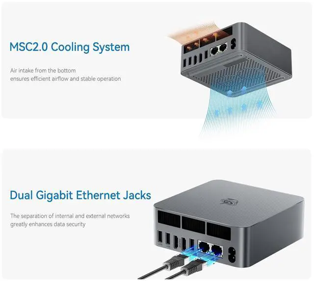 Alt view image 3 of 5 - Beelink EQI12 Mini PC,12th Gen Core i3-1220P (10C/12T,up to 4.4GHz),Mini Computer with 16GB RAM 500GB M.2 2280 PCle 4.0x4 SSD,4K Dual Screen Display/WiFi6/BT5.2/USB3.0/Dual Gigabit LAN