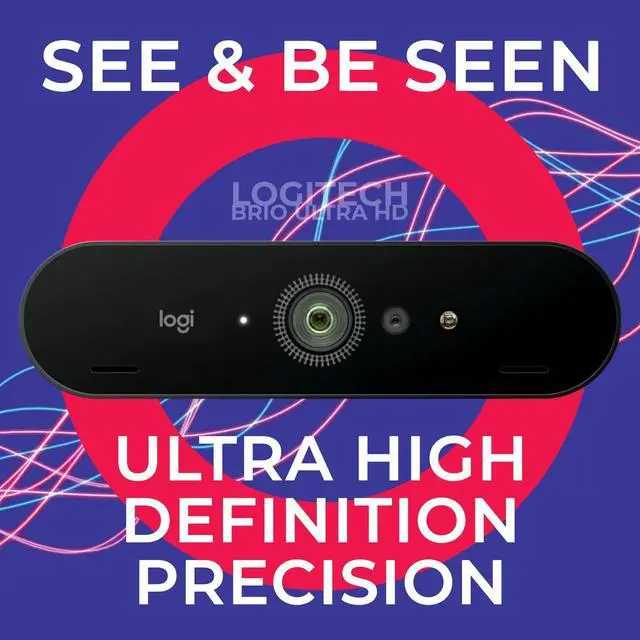 Alt view image 3 of 5 - Logitech BRIO 4K Webcam Business PRO - Crystal-Clear Video, Privacy Shutter, HDR Enhanced Lighting, Noise-Cancelling Microphone, 960-001105, Windows, macOS, ChromeOS Compatible, Global Teck Cloth