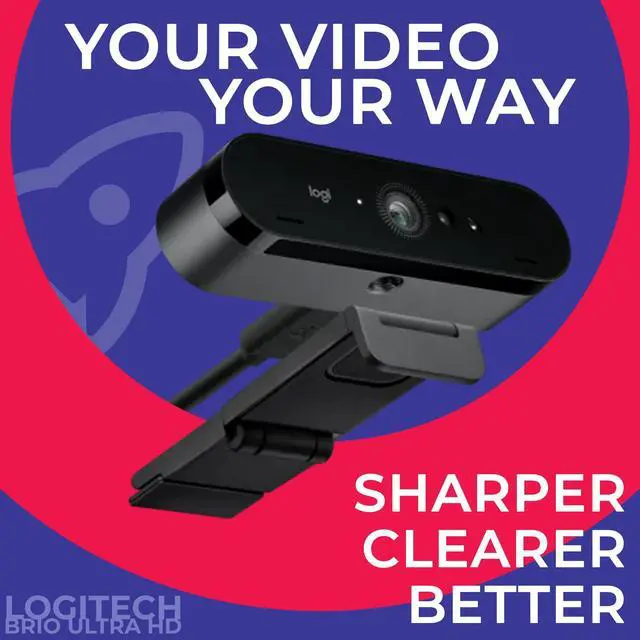 Alt view image 2 of 5 - Logitech BRIO 4K Webcam Business PRO - Crystal-Clear Video, Privacy Shutter, HDR Enhanced Lighting, Noise-Cancelling Microphone, 960-001105, Windows, macOS, ChromeOS Compatible, Global Teck Cloth