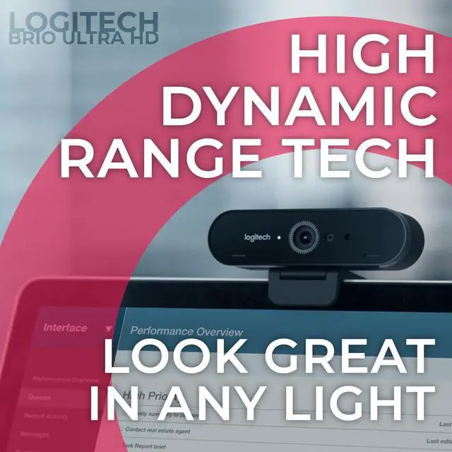 Alt view image 5 of 5 - Logitech BRIO 4K Webcam Business PRO - Crystal-Clear Video, Privacy Shutter, HDR Enhanced Lighting, Noise-Cancelling Microphone, 960-001105, Windows, macOS, ChromeOS Compatible, Global Teck Cloth