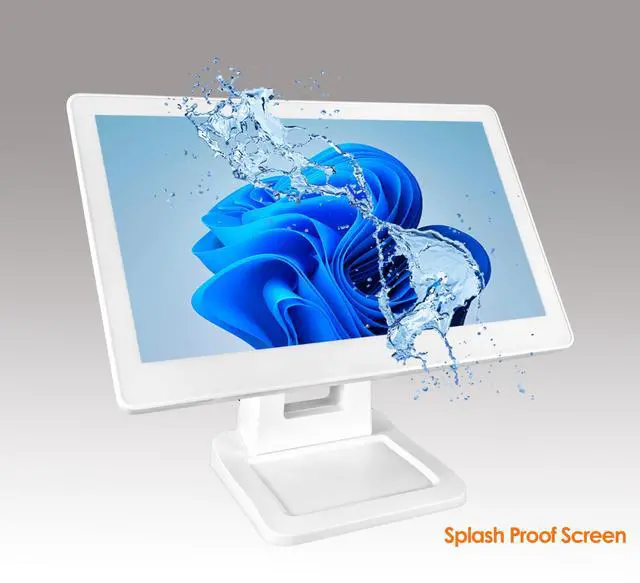 Alt view image 2 of 5 - ANGEL POS 15.6 Inch 1920 x 1080 FHD IPS Touchscreen POS Monitor with Metal Stand, 10 Points Touch HDMI VGA, Waterproof Dustproof Screen 1080P, Indusitrial, Office, Retail, Gym, Warehouse (White)