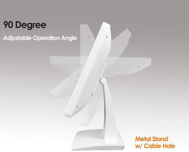 Alt view image 3 of 5 - ANGEL POS 15.6 Inch 1920 x 1080 FHD IPS Touchscreen POS Monitor with Metal Stand, 10 Points Touch HDMI VGA, Waterproof Dustproof Screen 1080P, Indusitrial, Office, Retail, Gym, Warehouse (White)