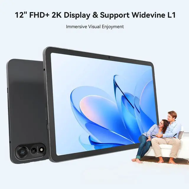 Alt view image 2 of 5 - Blackview Android 15 Tablet Mega2 2025, 12 inch Android Tablet with FHD+2K Display, 24GB RAM + 256GB ROM, 9000mAh, Pen &Case, Octa-core Unisoc T615, Widevine L1, Google GMS, Gray