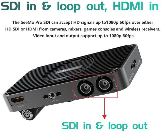 Alt view image 3 of 5 - Accsoon SeeMo Pro Video Capture Adapter, SDI HDMI 1080P 60FPS, HDMI to USB-C Video Monitor, Real-time Monitoring/Livestreaming/Recording, Turning Phone into Monitoring, Power iOS Devices