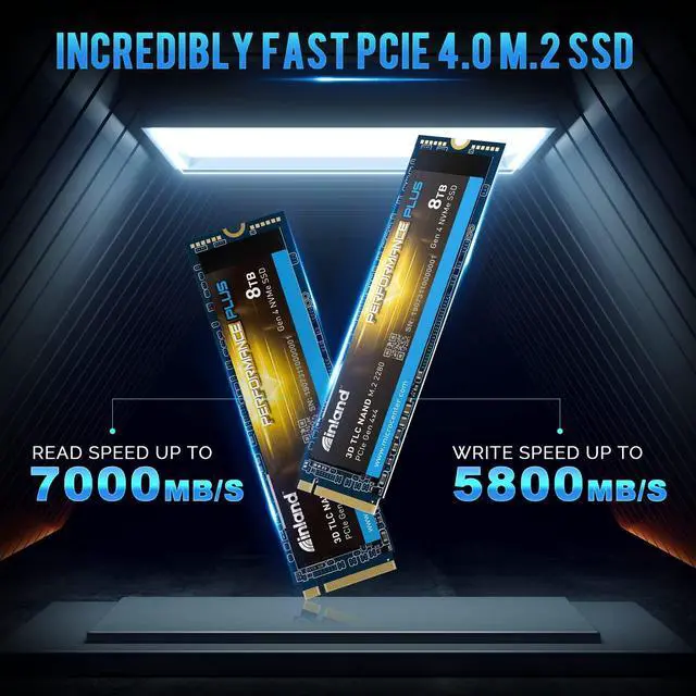 Alt view image 2 of 5 - INLAND 8TB Performance Plus NVMe Internal Gaming SSD Solid State Drive - Gen4 PCIe, M.2 2280, DRAM Cache, 176-Layer TLC 3D NAND Flash, Up to 7000MB/s