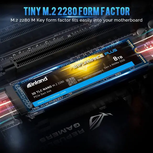 Alt view image 5 of 5 - INLAND 8TB Performance Plus NVMe Internal Gaming SSD Solid State Drive - Gen4 PCIe, M.2 2280, DRAM Cache, 176-Layer TLC 3D NAND Flash, Up to 7000MB/s