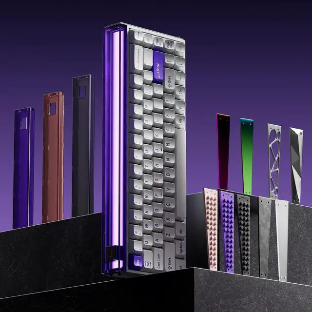 Alt view image 4 of 5 - MelGeek MADE68 Pro Wired Keyboard, Hall Effect Magnetic Switch Gaming Keyboard, 65% Compact Rapid Trigger, Hot-Swappable, RGB Snap Tap & Adjustable Actuation, Online HIVE Custom (Purple)